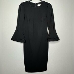 Calvin‎ Klein Scalloped Bell-Sleeve Black Dress- Sz 6